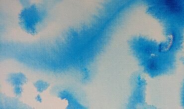 A painting of a blue sky with clouds
