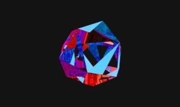 A colorful, geometric shape against black.